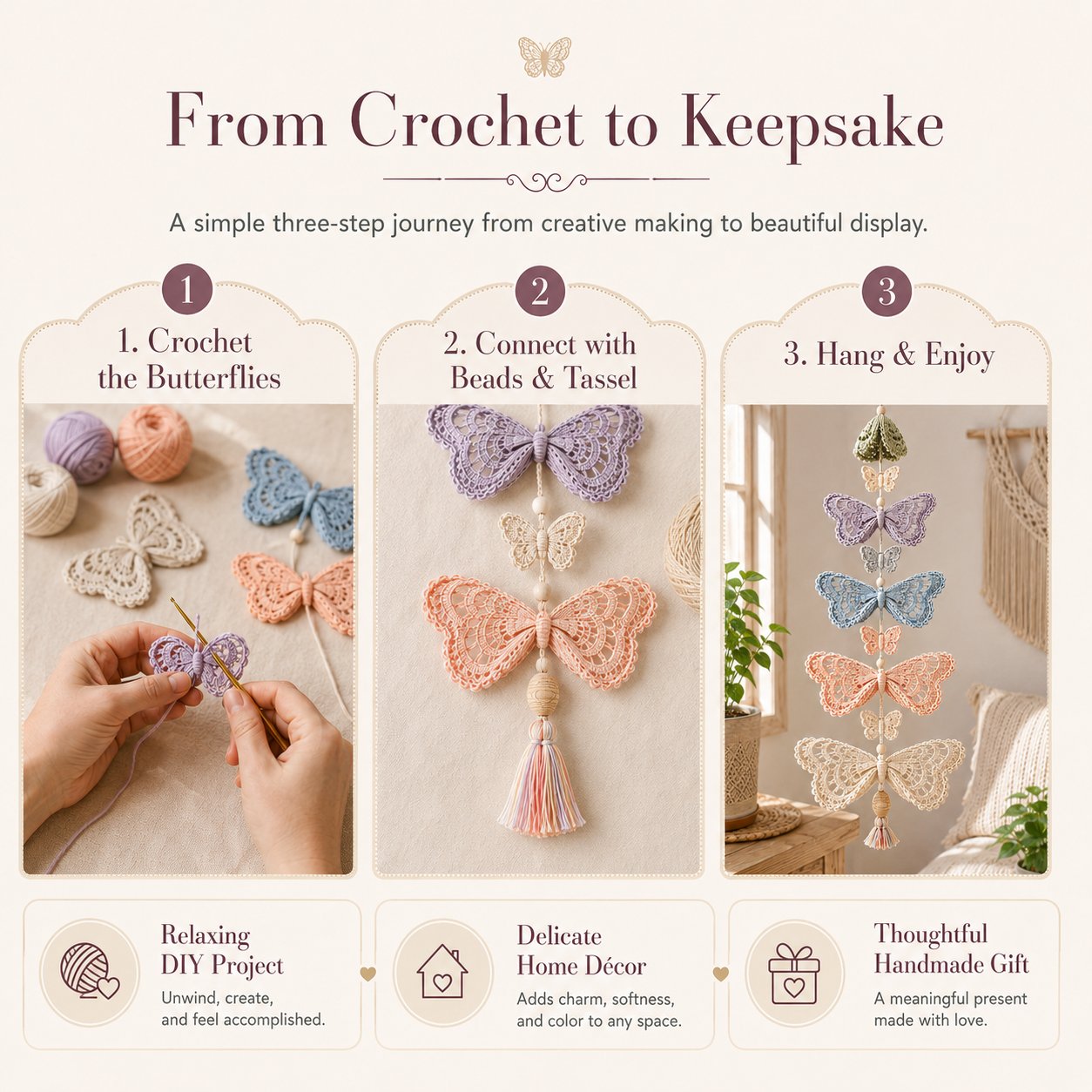 🦋Butterfly Garden Cascade DIY Crochet Kit