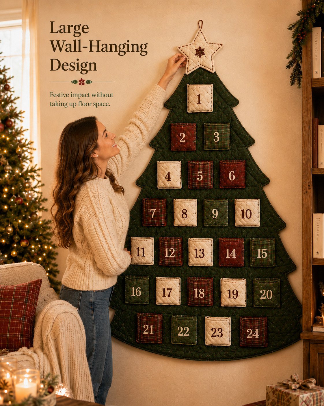 🎄✨DIY 24-Pocket Fabric Christmas Advent Tree Kit(📦 Buy 2 Free Shipping)