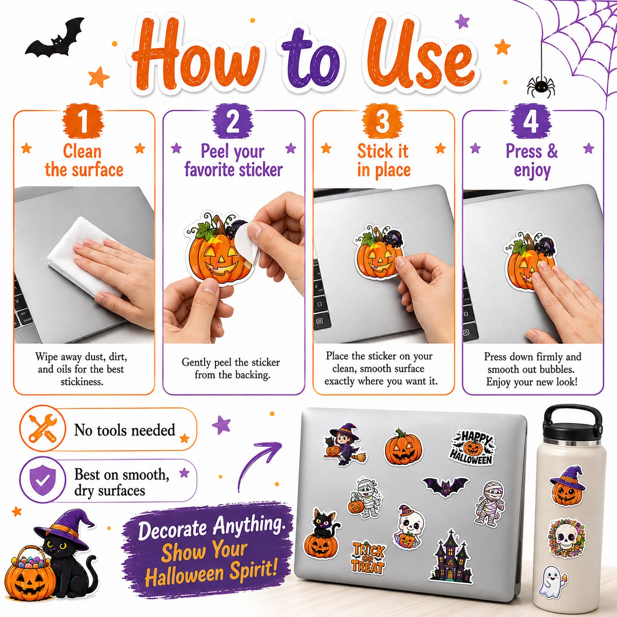 🎃 Holographic Halloween Sticker Pack — Add Spooky Sparkle Everywhere! 👻✨