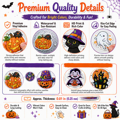 🎃 Holographic Halloween Sticker Pack — Add Spooky Sparkle Everywhere! 👻✨