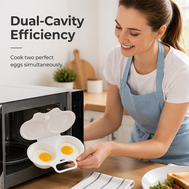 🥚✨Dual Cavity Microwave Egg Poacher – Quick oil‑free cooking, food‑grade PP & versatile. Perfect for busy mornings – healthy breakfast in minutes! ⚡🍳