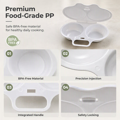 🥚✨Dual Cavity Microwave Egg Poacher – Quick oil‑free cooking, food‑grade PP & versatile. Perfect for busy mornings – healthy breakfast in minutes! ⚡🍳
